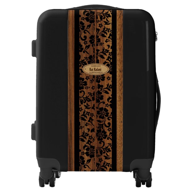 Mokuleia Hawaiian Faux Wood Monogram Surfboard Luggage (Front)