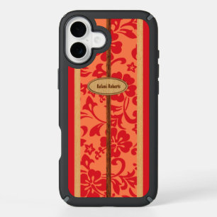 Mokuleia Hawaiian Faux Wood Monogram Surfboard iPhone 16 Plus Case