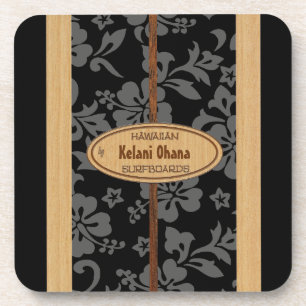 Mokuleia Surfboard Customizable Tiki Bar Coasters