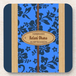 Mokuleia Surfboard Customizable Tiki Bar Coasters