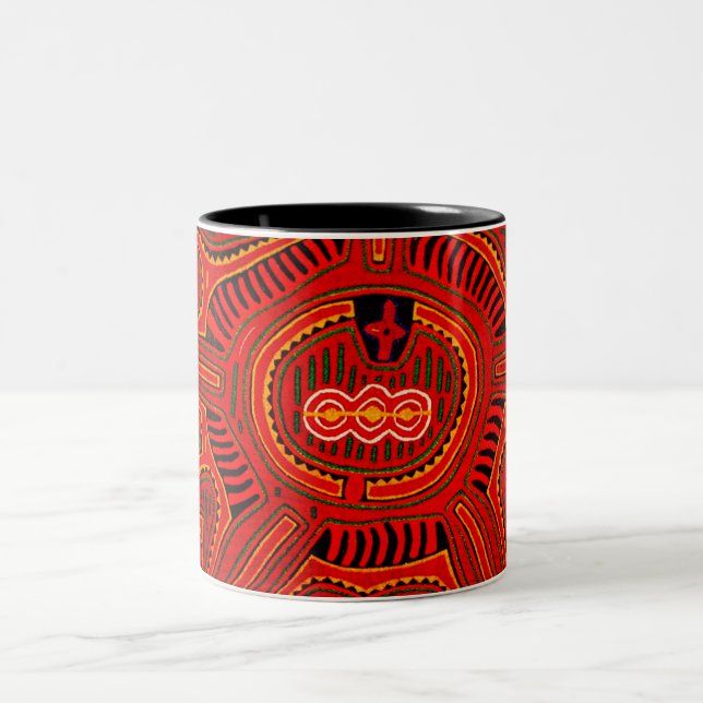 Mola Design by San Blas Indians Two-Tone Coffee Mug (Center)