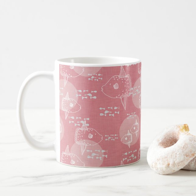 Mola Mola Pink-Ocean sunfish Coffee Mug (With Donut)