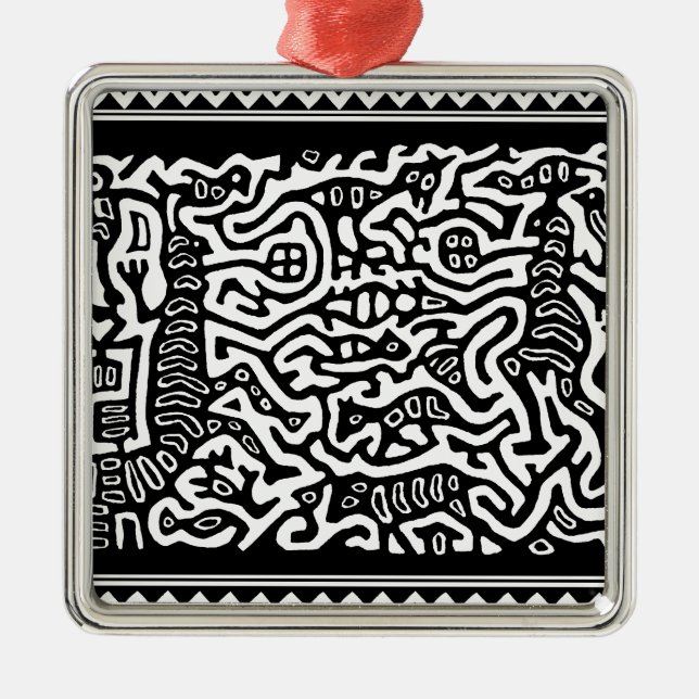 Mola Serpent Spirits Metal Ornament (Front)