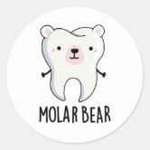 Polar Bear Funny Science Bear Pun Classic Round Sticker, Zazzle