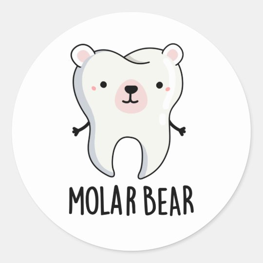 Molar Bear Funny Tooth Pun Classic Round Sticker