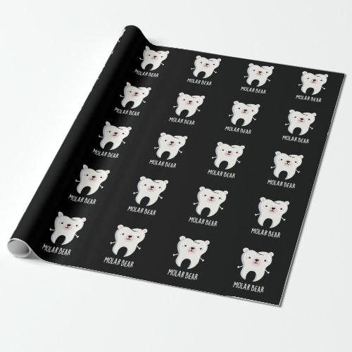 Molar Bear Funny Tooth Pun Dark BG Wrapping Paper