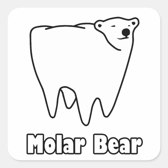 Molar Bear Polar Tooth Bear Square Sticker (Front)