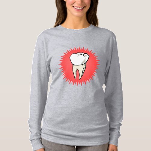 Molar freshly extracted on a red starburst T_Shirt