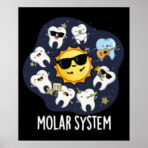 Molar System Funny Dental Astronomy Pun Dark BG Poster
