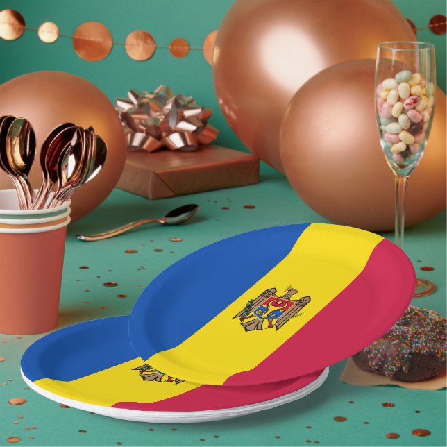 Moldavia flag paper plates (Multi)