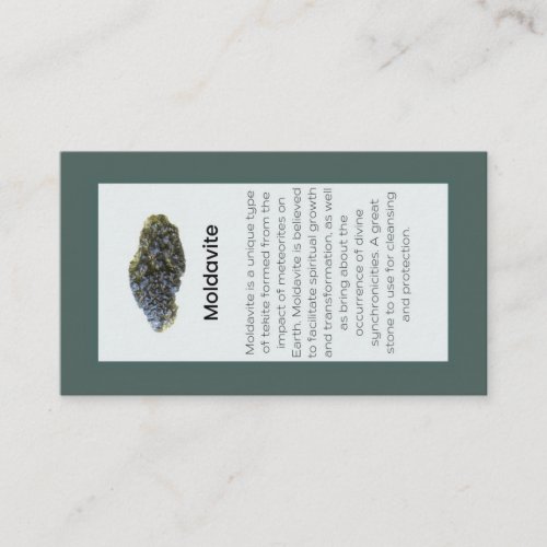 Moldavite Crystal Meaning Jewelry Display  Business Card