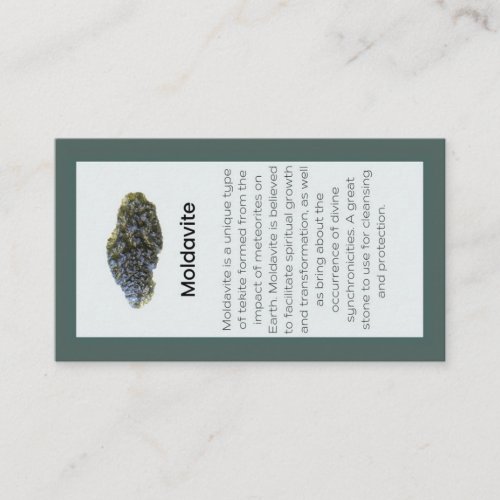 Moldavite Crystal Meaning Jewelry Display Gemstone Business Card
