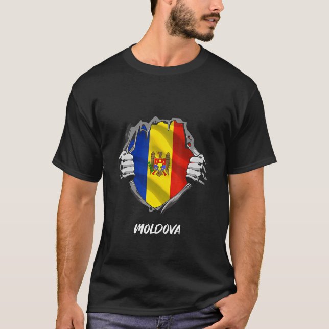 Moldova Chest Flag Moldow T-Shirt (Front)
