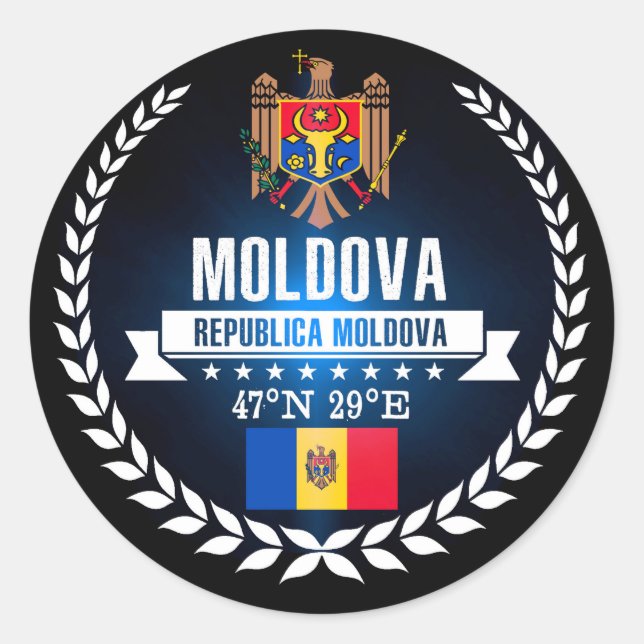 Moldova Classic Round Sticker (Front)