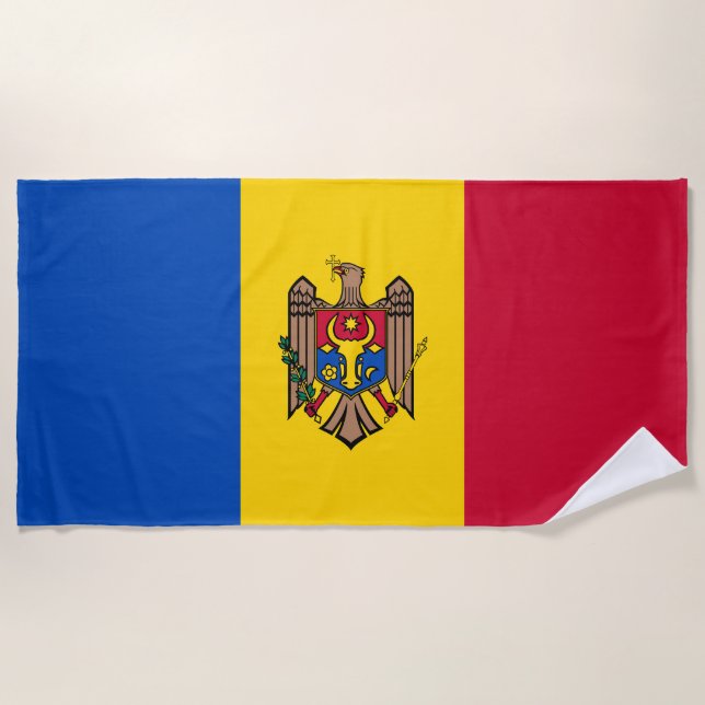 Moldova Flag Beach Towel (Front)