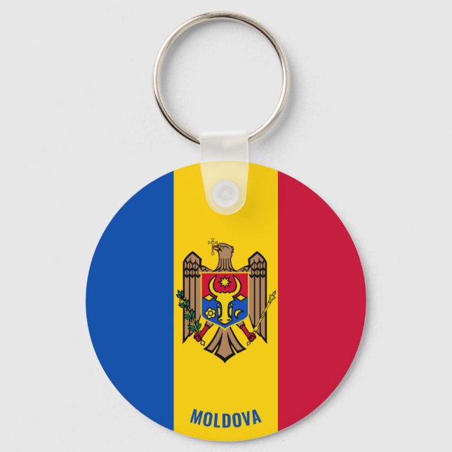 Moldova Flag Charming Patriotic Keychain (Front)