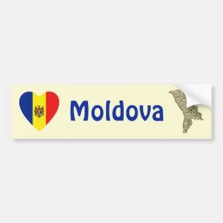 Moldova Flag Heart + Map Bumper Sticker