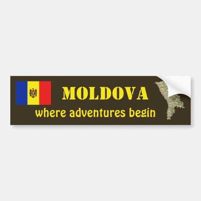 Moldova Flag + Map Bumper Sticker (Front)