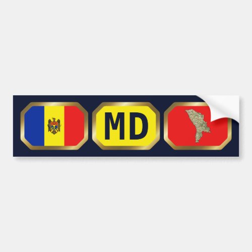 Moldova Flag Map Code Bumper Sticker