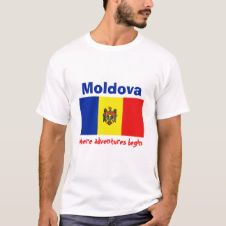 Moldova Flag + Map + Text T-Shirt