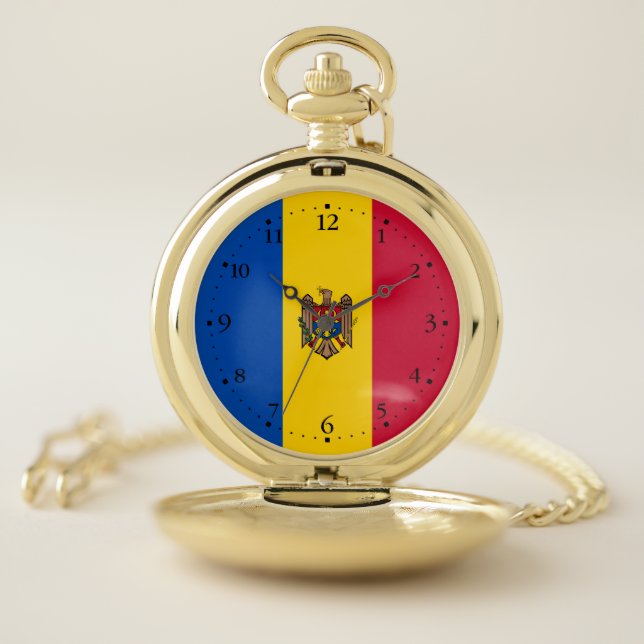 Moldova Flag Pocket Watch (Inside)