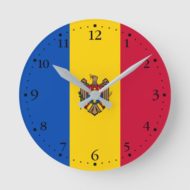 Moldova Flag Round Clock (Front)