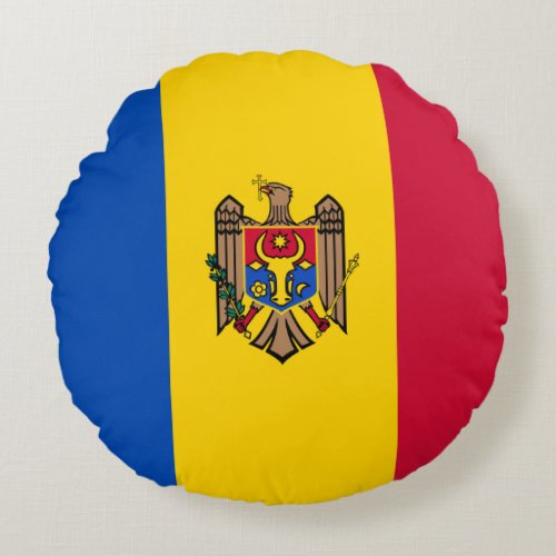 Moldova Flag Round Pillow