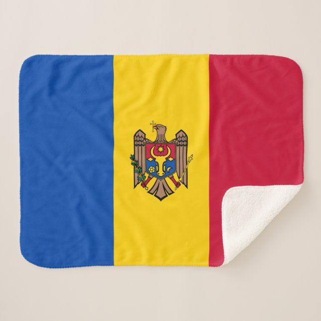 Moldova Flag Sherpa Blanket (Front (Horizontal))