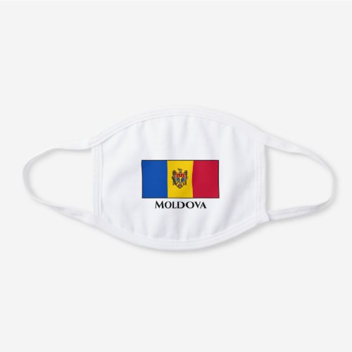 Moldova Flag  White Cotton Face Mask
