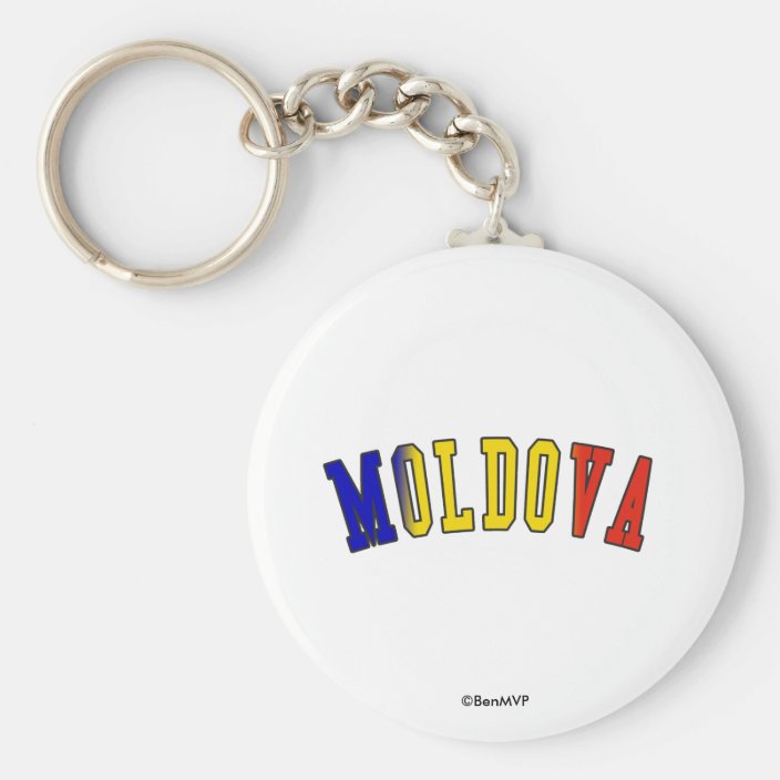 Moldova in National Flag Colors Key Chain