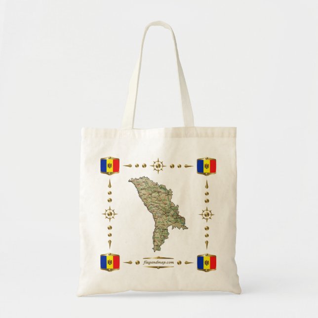 Moldova Map + Flags Bag (Front)