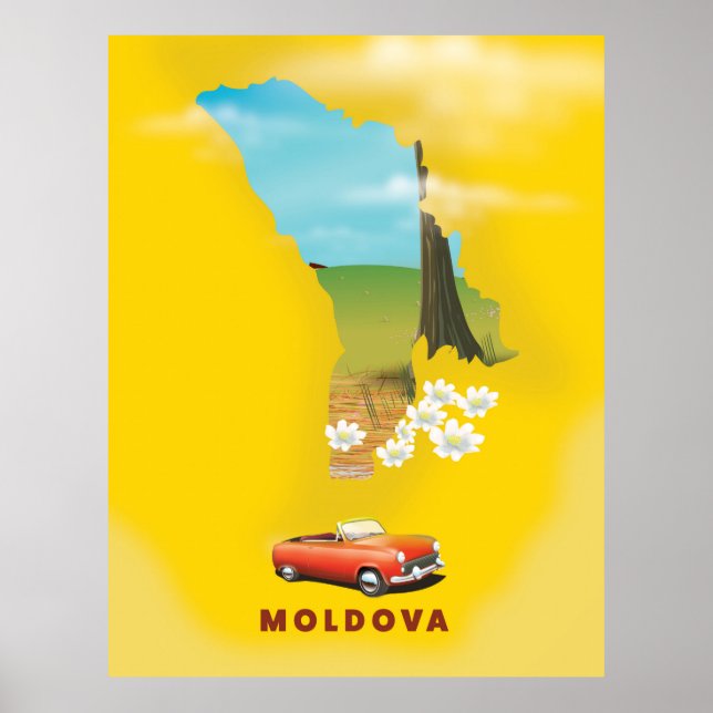 Moldova Map illustrated travel poster (Front)