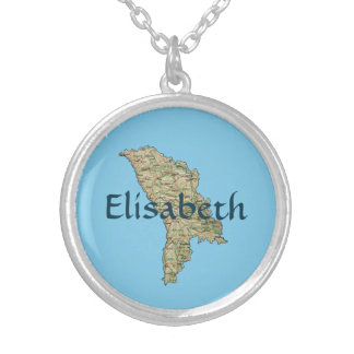 Moldova Map + Name Necklace