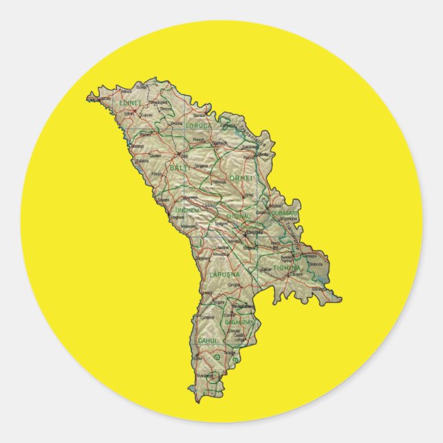 Moldova Map Sticker (Front)