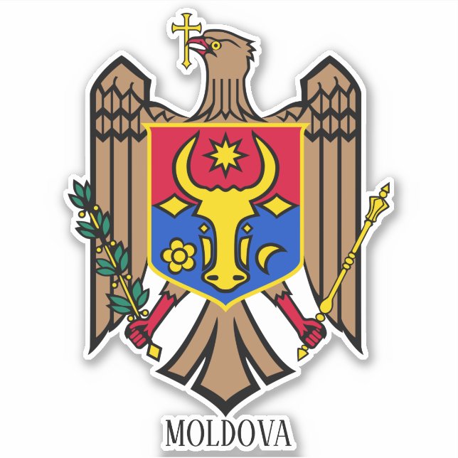 Moldova National Coat Of Arms Patriotic Sticker (Front)