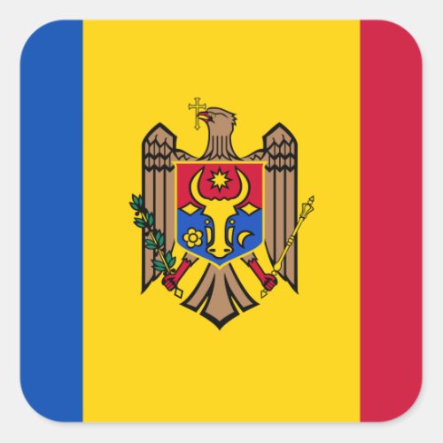 Moldova National World Flag Square Sticker