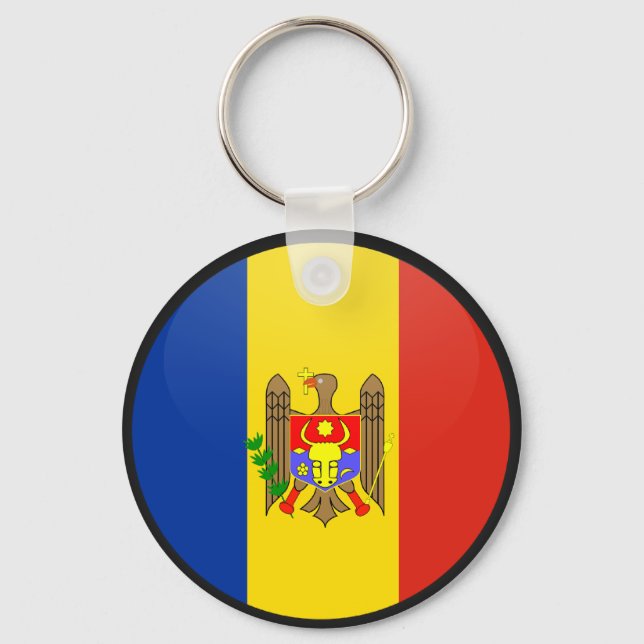 Moldova quality Flag Circle Keychain (Front)