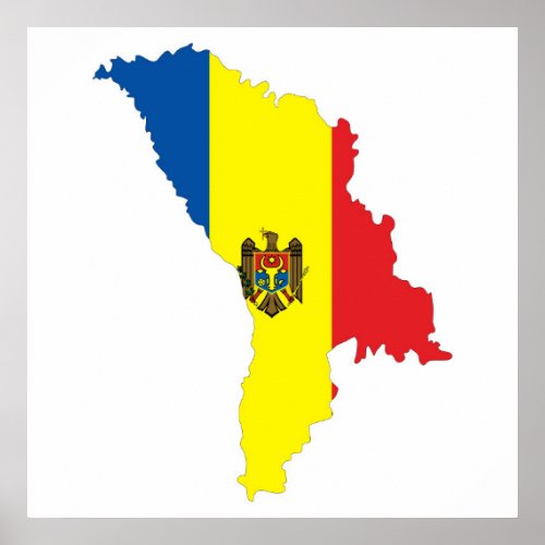 moldova republic country flag map shape symbol poster