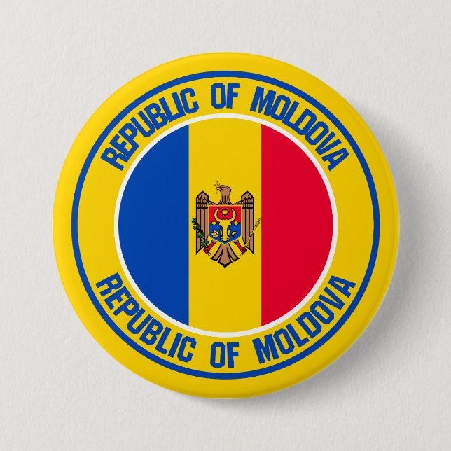 Moldova Round Emblem Button (Front)