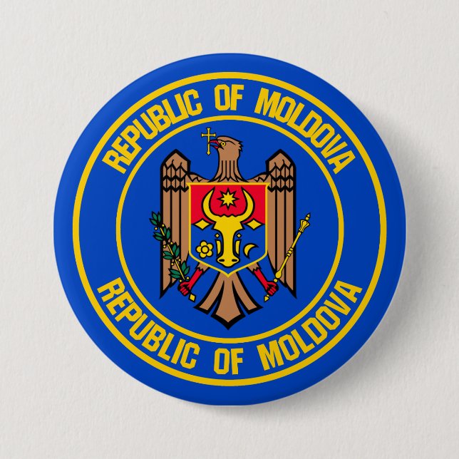 Moldova Round Emblem Button (Front)