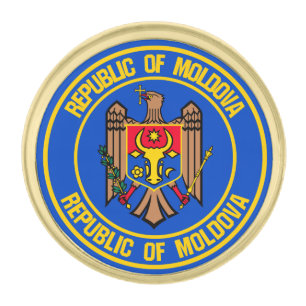 Moldova Round Emblem Gold Finish Lapel Pin