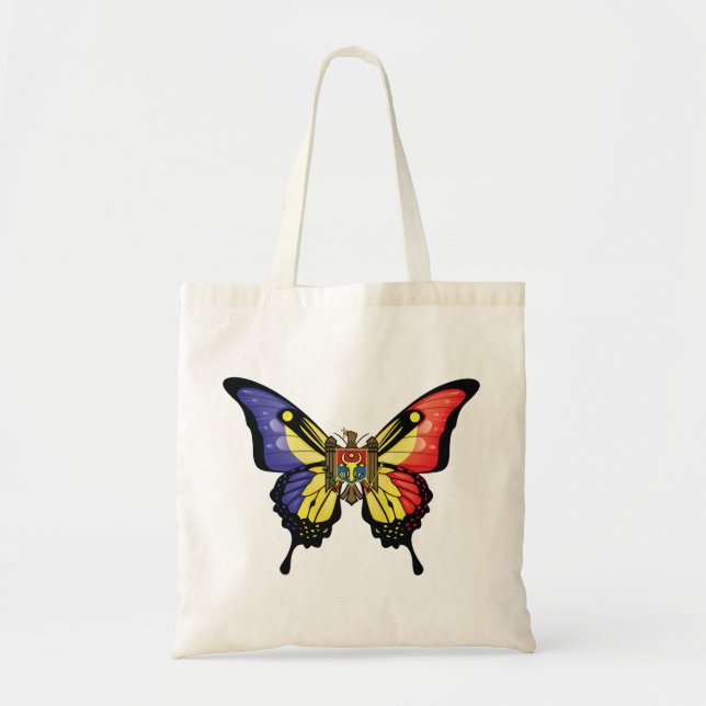 Moldova Swallowtail Butterfly Flag Tote Bag (Front)