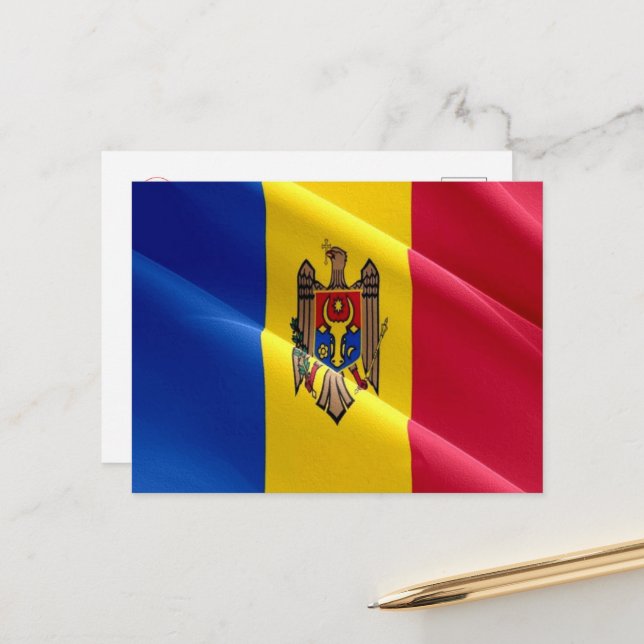 Moldova - Waving Flag - Postcard (Front/Back In Situ)
