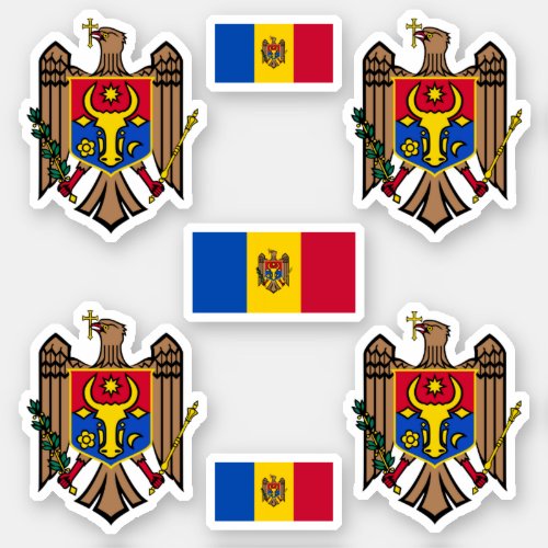 Moldovan coat of arms and flag Sticker