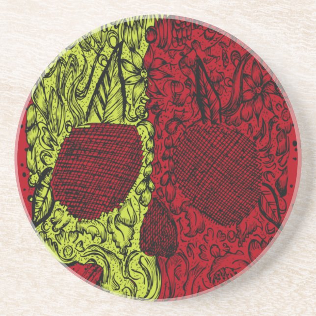 Moldy Skull on Blood Red Sandstone Coaster (Front)