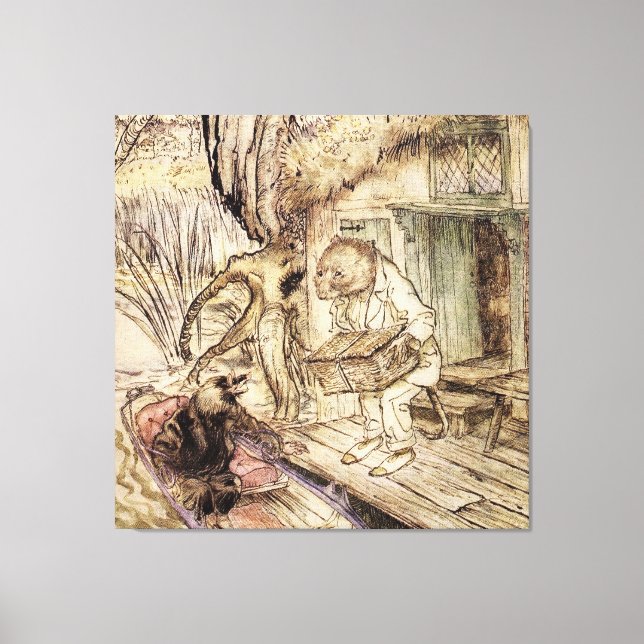 Mole and Ratty on a Boat Trip by Arthur Rackham Canvas Print (Front)