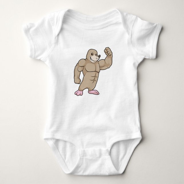 Mole as Bodybuilder with big Muscles Baby Bodysuit (Front)