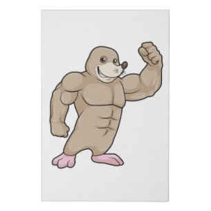 Mole as Bodybuilder with big Muscles Faux Canvas Print