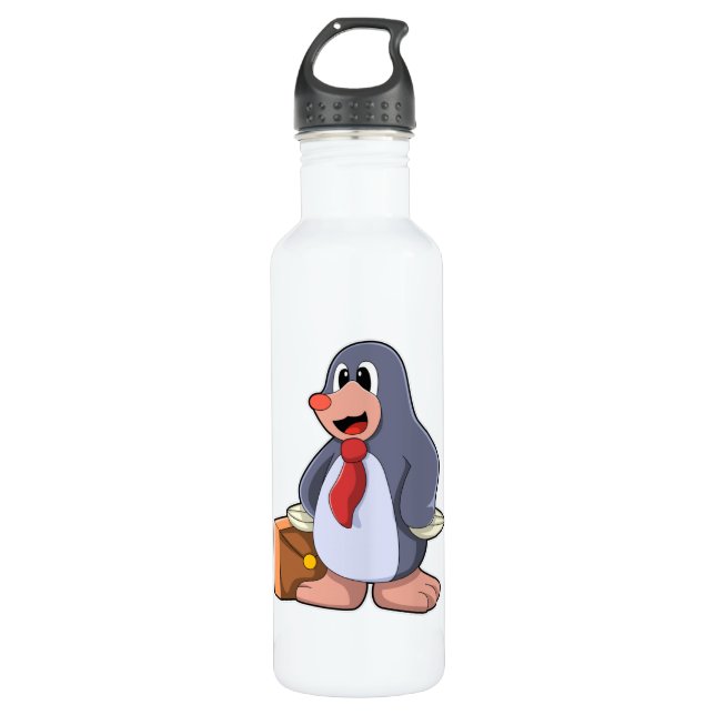 Mole as Entrepreneur with Bag Stainless Steel Water Bottle (Front)