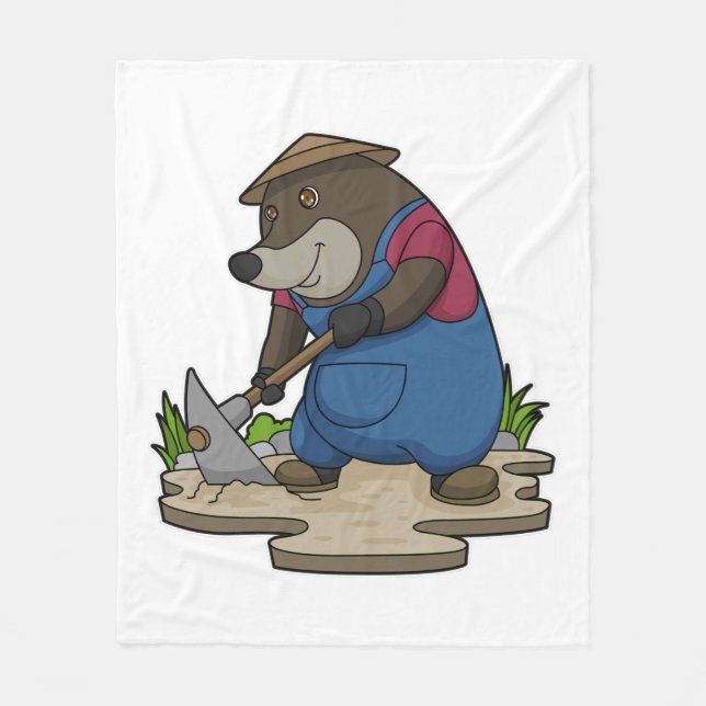 Mole as Farmer Fleece Blanket (Front)